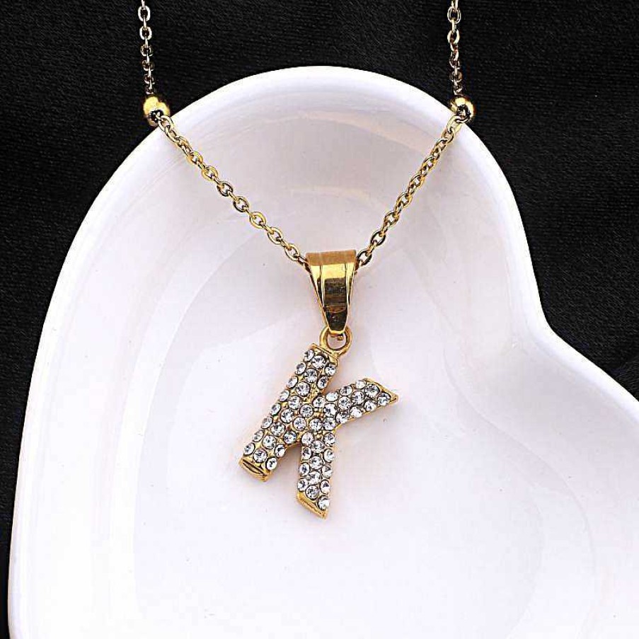 Necklaces Coordonné | Diamond Bubble Initial Necklace 18K Gold Plated