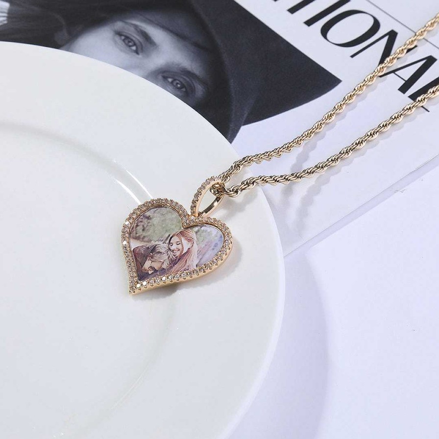 Necklaces Coordonné | Heart Photo Pendant With Special Message 18K Gold Plated