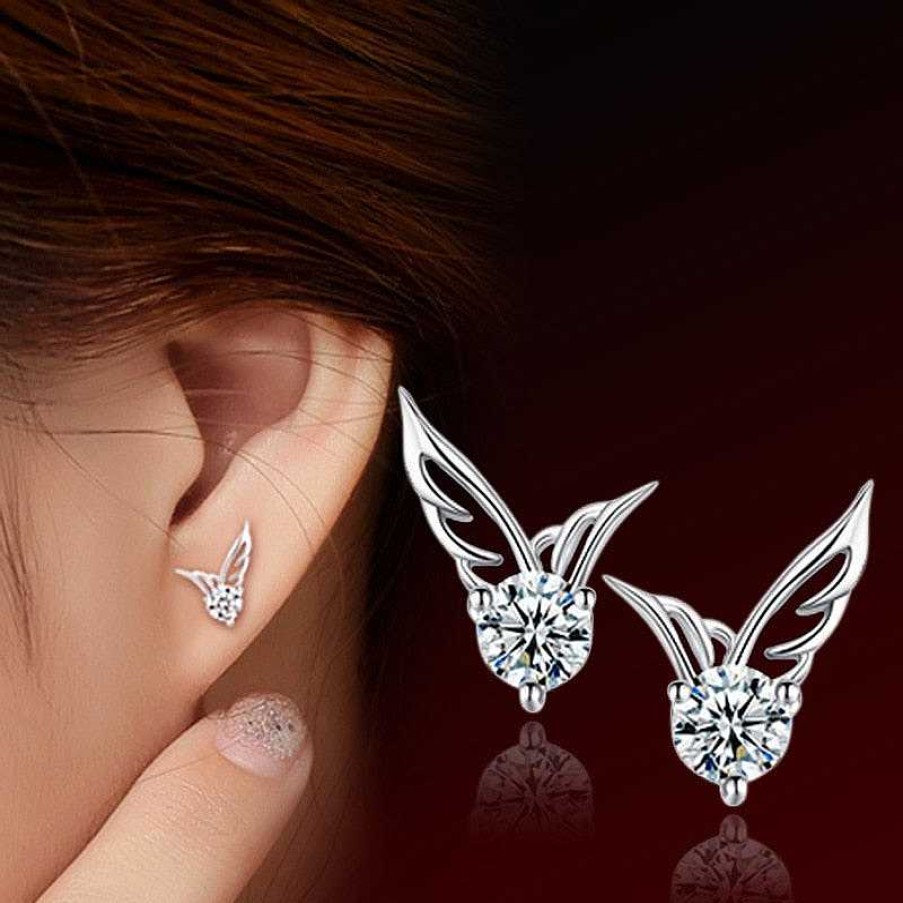 Earrings Coordonné | Angel Wings Plated Earrings Silver