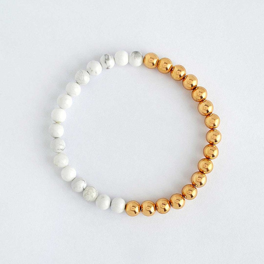 Bracelets & Anklets Coordonné | Gold And Marble Beaded Stacking Bracelet