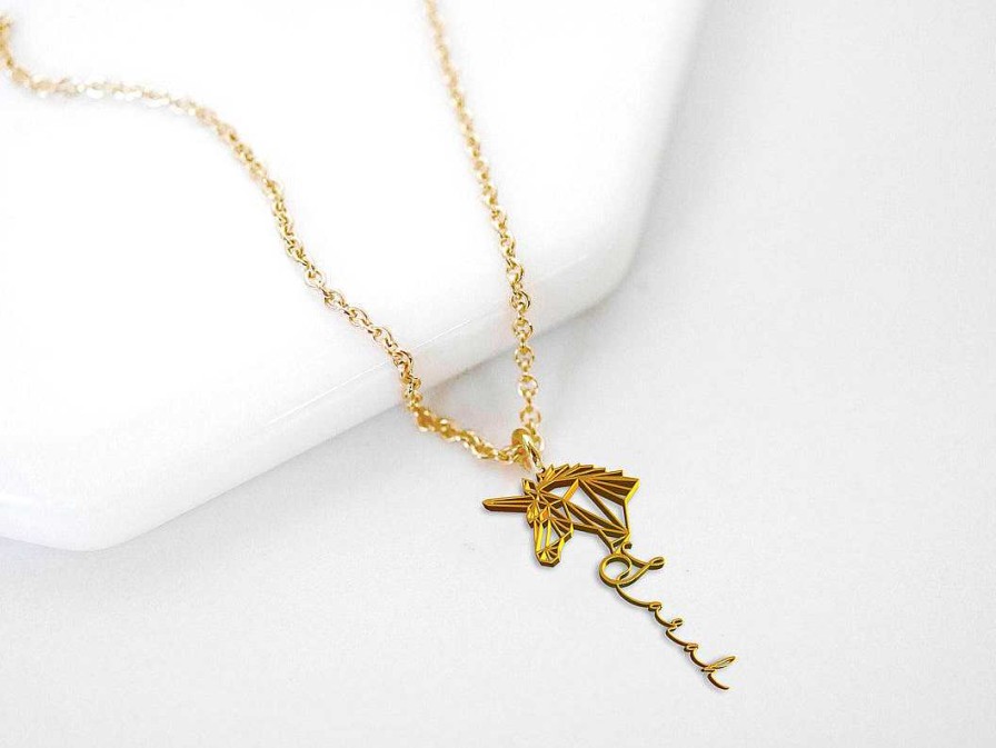 Necklaces Coordonné | Unicorn Name Necklace 18K Gold Plated