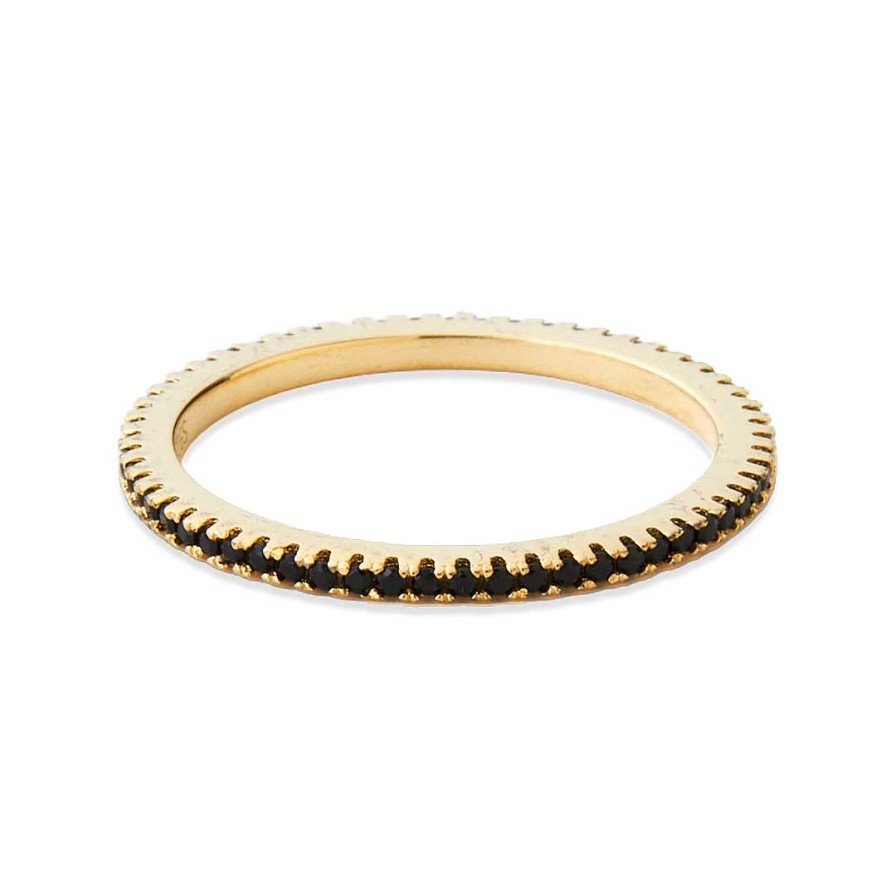 Rings Coordonné | Black Diamond Eternity Ring 18K Gold Over Sterling Silver