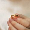 Rings Coordonné | Engraved Stackable Name Ring | 3Mm Band 18K Gold Plated