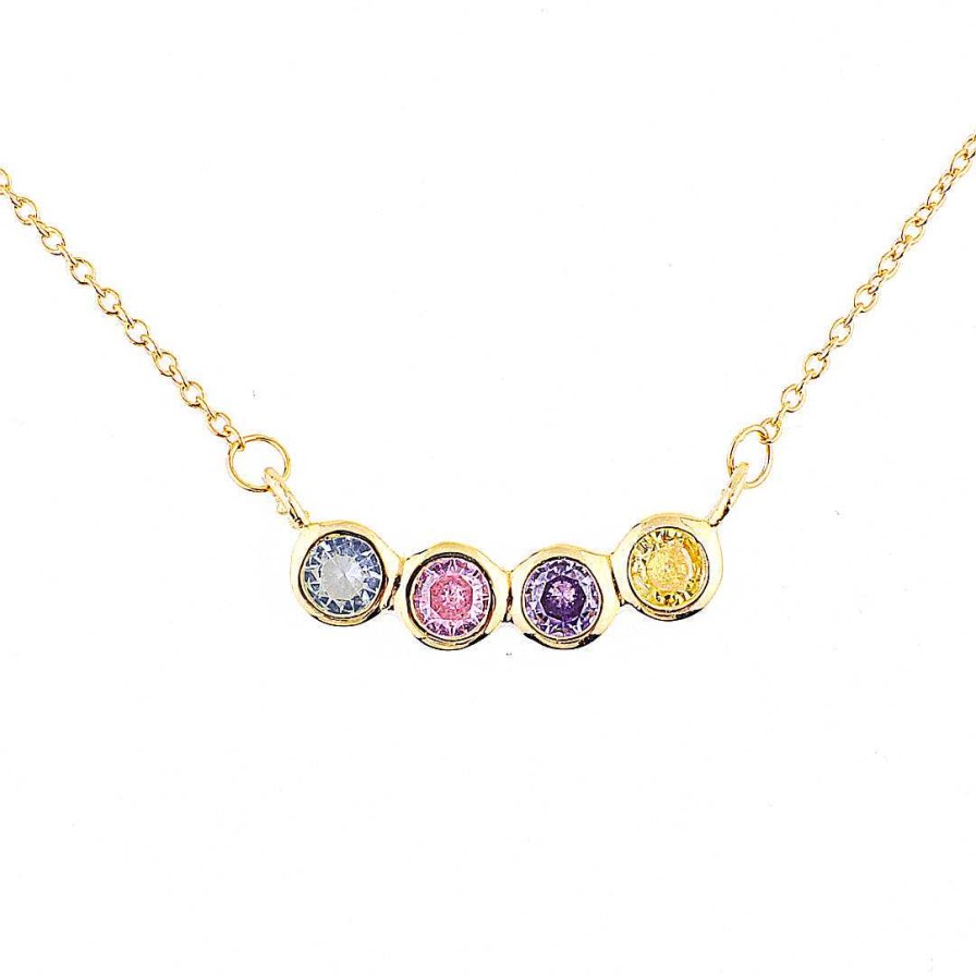 Necklaces Coordonné | Dainty Family Birthstones Necklace 18K Gold Plated