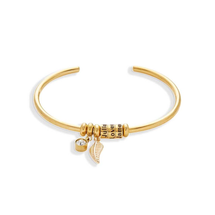 Bracelets & Anklets Coordonné | Personalized Open Bangle Bracelet With Names 18K Gold Plated