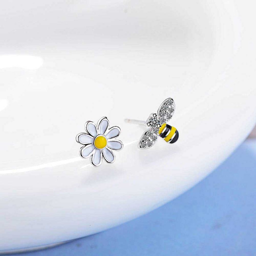 Earrings Coordonné | Tiny Asymmetric Honey Bee Earrings