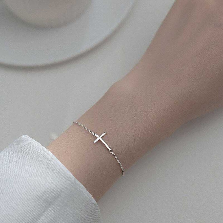 Bracelets & Anklets Coordonné | Dainty Sterling Cross Bracelet Silver