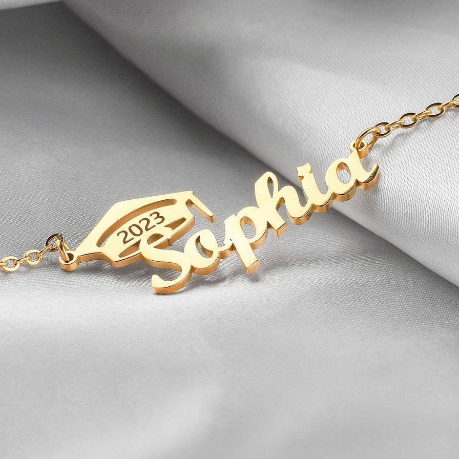 Necklaces Coordonné | Graduation Name Necklace 18K Gold Plated