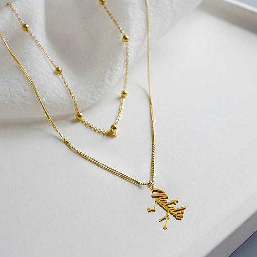 Necklaces Coordonné | Zodiac Constellation Name Necklace 18K Gold Plated