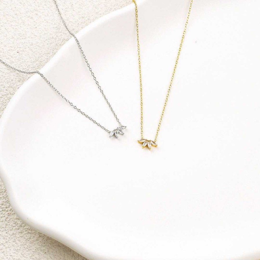 Necklaces Coordonné | Marquise Diamond Necklace 18K Gold Over Sterling Silver