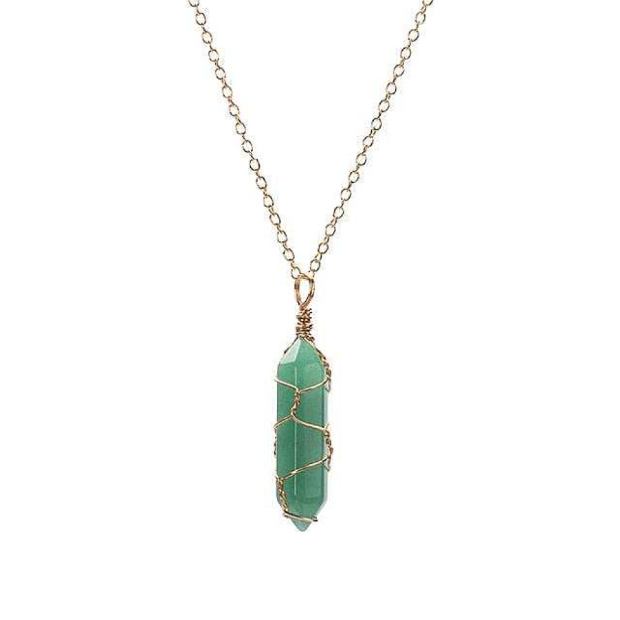 Necklaces Coordonné | Aventurine Wire-Wrapped Healing Crystal Necklace 18K Gold Plated