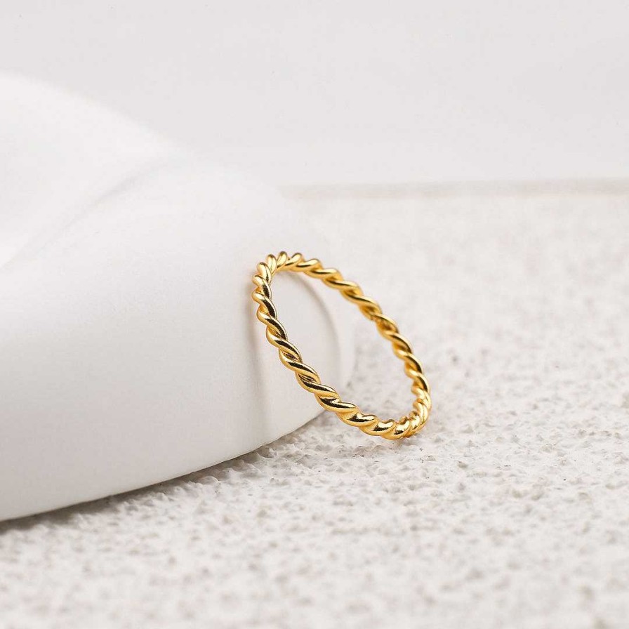 Rings Coordonné | Dainty Braided Ring 18K Gold Over Sterling Silver