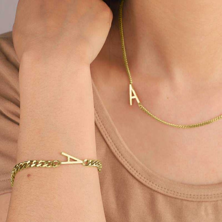 Bracelets & Anklets Coordonné | The Skinny Initial Bracelet 18K Gold Plated