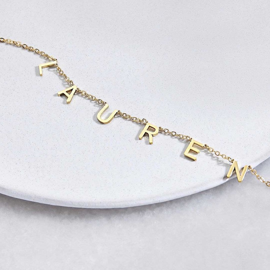 Necklaces Coordonné | Custom Letter Name Necklace 18K Gold Plated