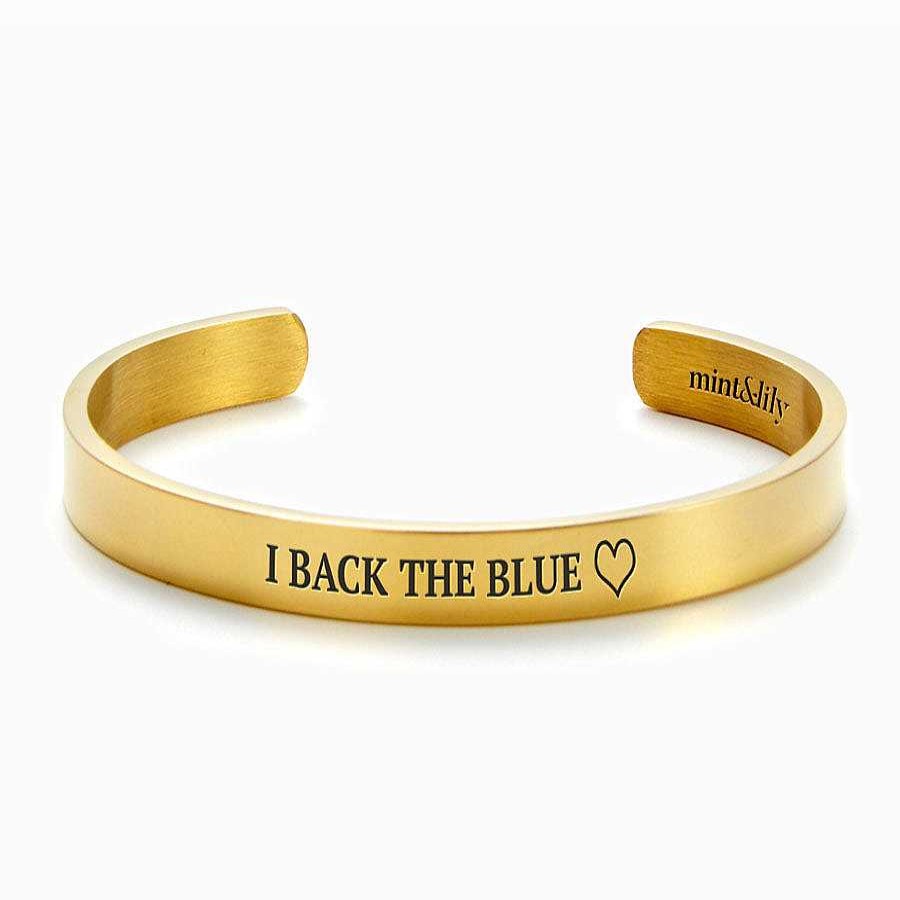 Bracelets & Anklets Coordonné | I Back The Blue External Personalizable Cuff Bracelet 18K Gold Plated