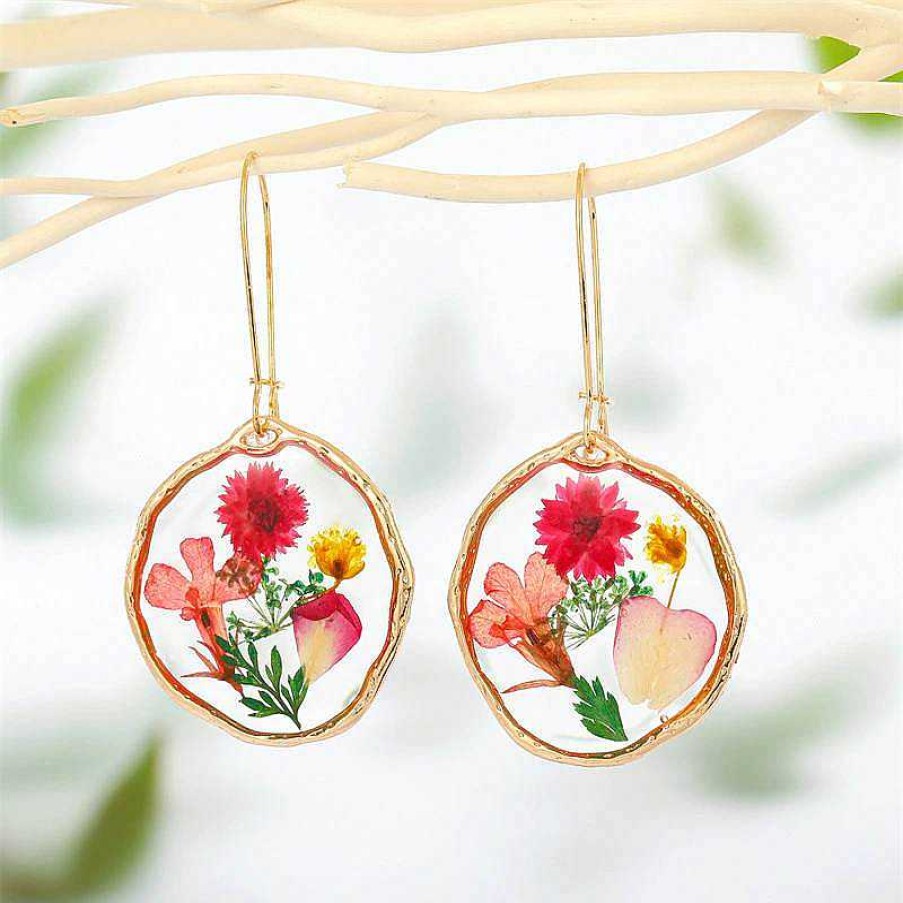 Earrings Coordonné | The Gardener'S Pressed Flower Earrings Red Blooms