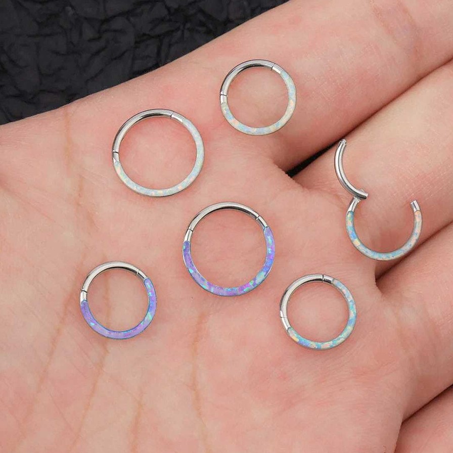 Earrings Coordonné | Magical Iridescent Clicker Hoops | 18G White