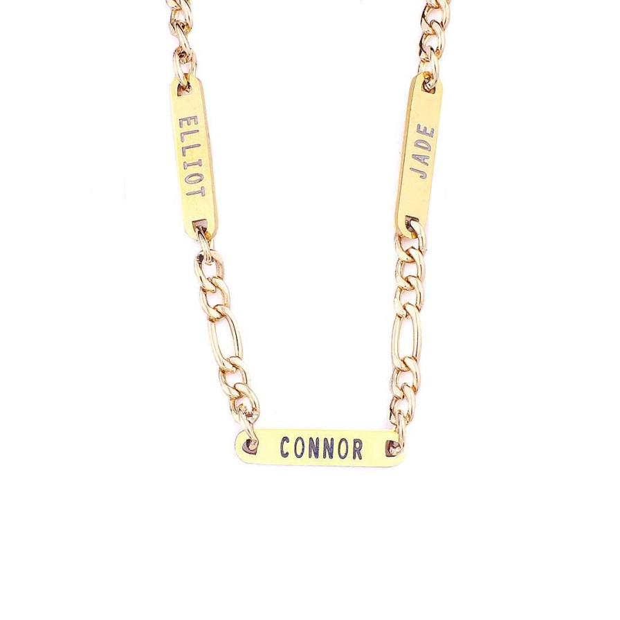 Necklaces Coordonné | Figaro Necklace With Personalized Names 18K Gold Plated