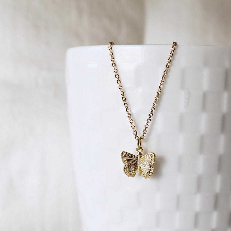 Necklaces Coordonné | Butterfly Pendant Necklace Gold