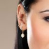 Earrings Coordonné | Dainty Single Stone Huggie Hoops 18K Gold Plated