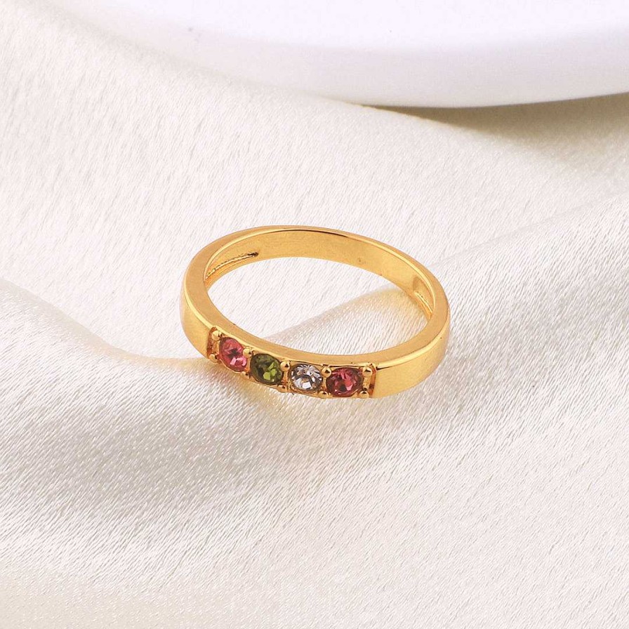 Rings Coordonné | Stackable Birthstones Band Ring 18K Gold Plated