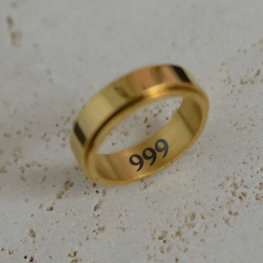 Rings Coordonné | Personalized Classic Block Fidget Ring 18K Gold Plated