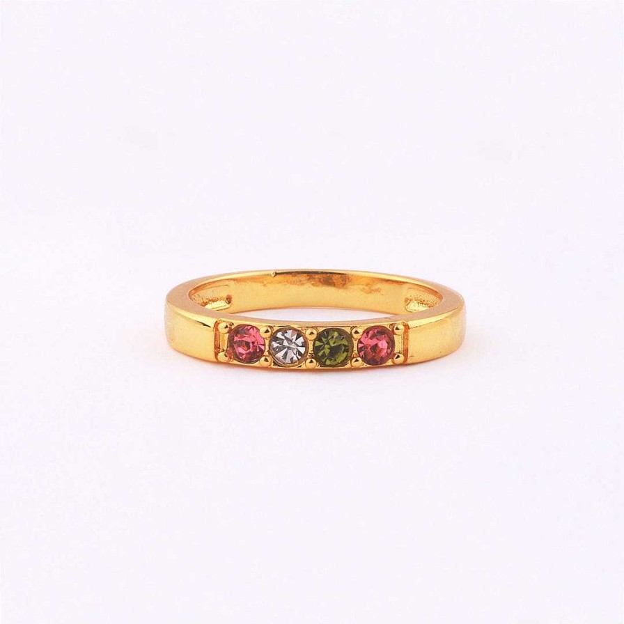 Rings Coordonné | Stackable Birthstones Band Ring 18K Gold Plated