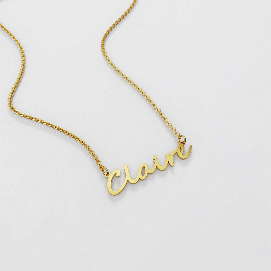 Necklaces Coordonné | Bold Script Name Necklace 18K Gold Plated