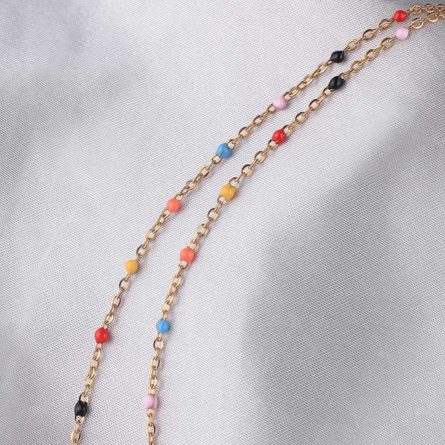 Necklaces Coordonné | Colorful Beaded Modern Name Necklace 18K Gold Plated