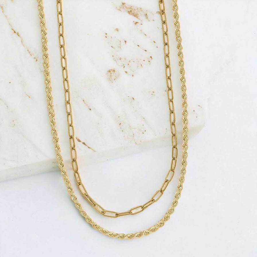 Necklaces Coordonné | Rope + Paperclip Chain Set 18K Gold Plated