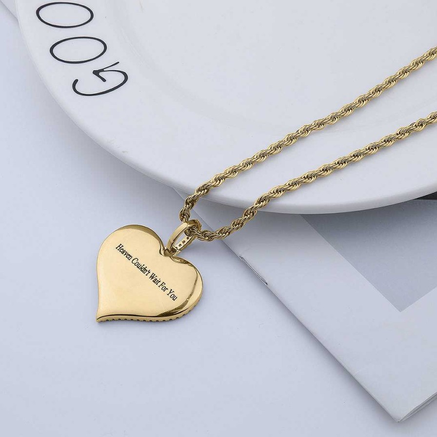 Necklaces Coordonné | Heart Photo Pendant With Special Message 18K Gold Plated