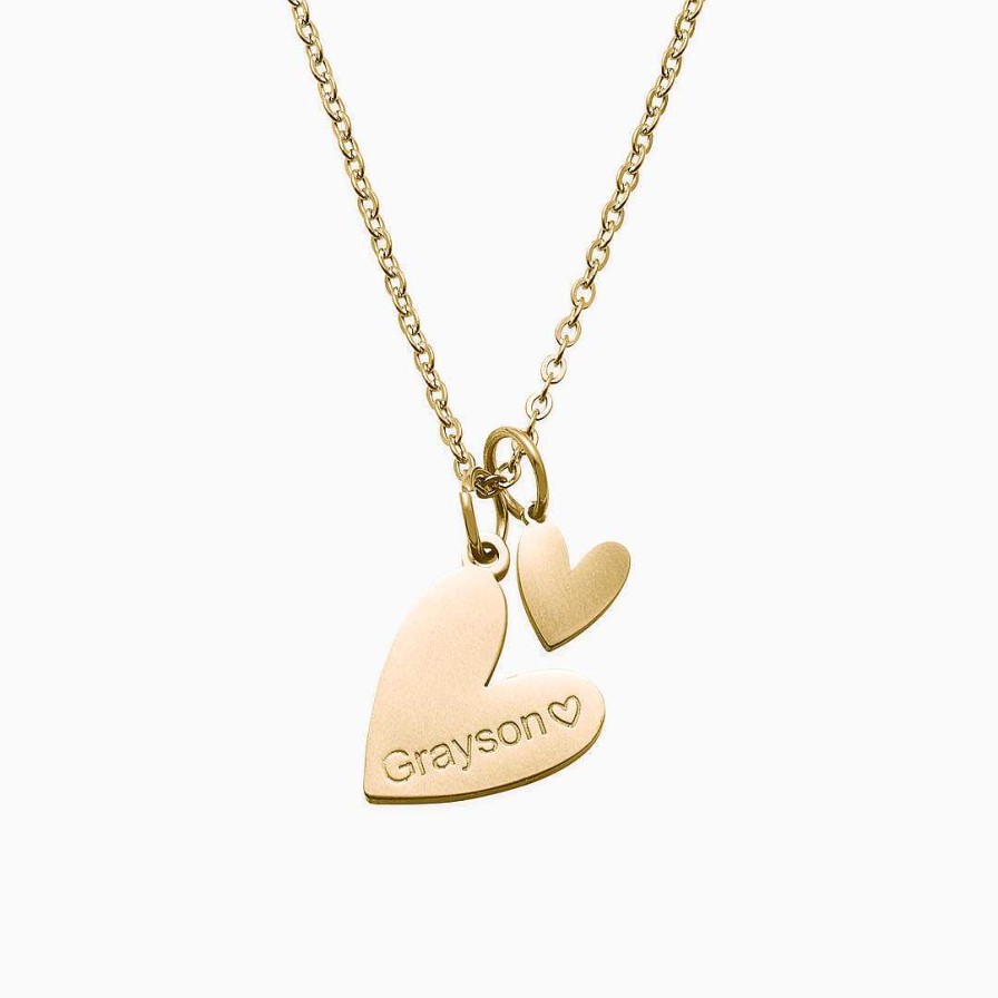 Necklaces Coordonné | Double Heart Necklace 18K Gold Plated