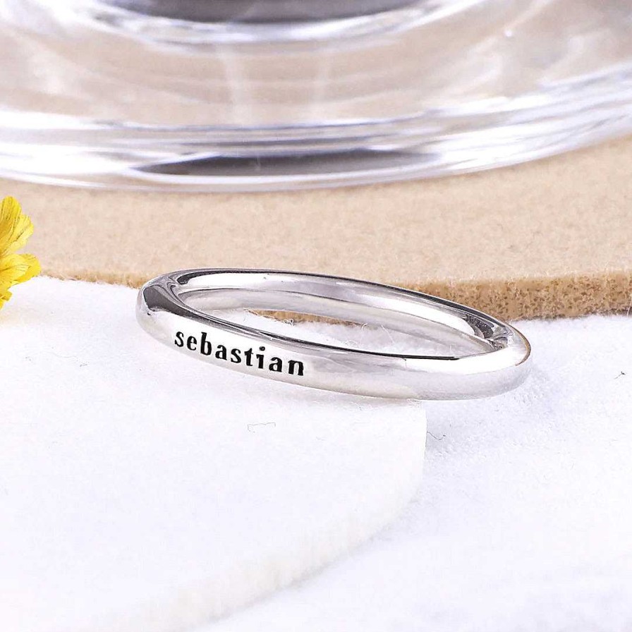 Rings Coordonné | Sterling Silver Stamped Stackable Name Ring