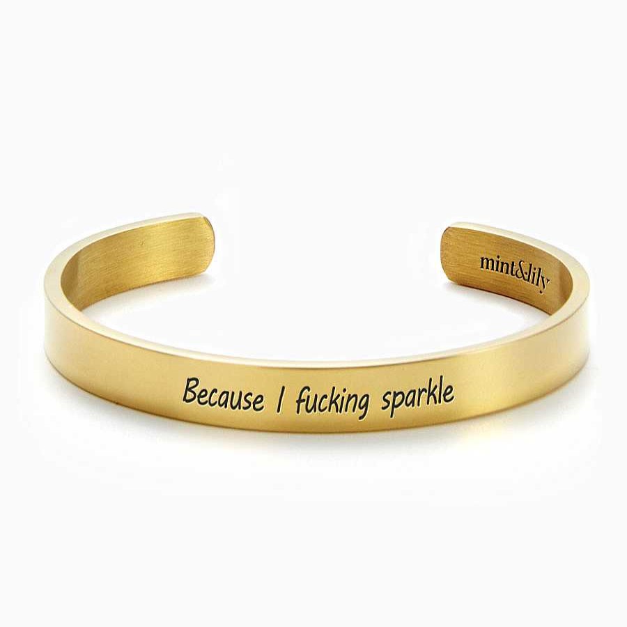 Bracelets & Anklets Coordonné | Because I Fucking Sparkle Personalizable Cuff Bracelet 18K Gold Plated