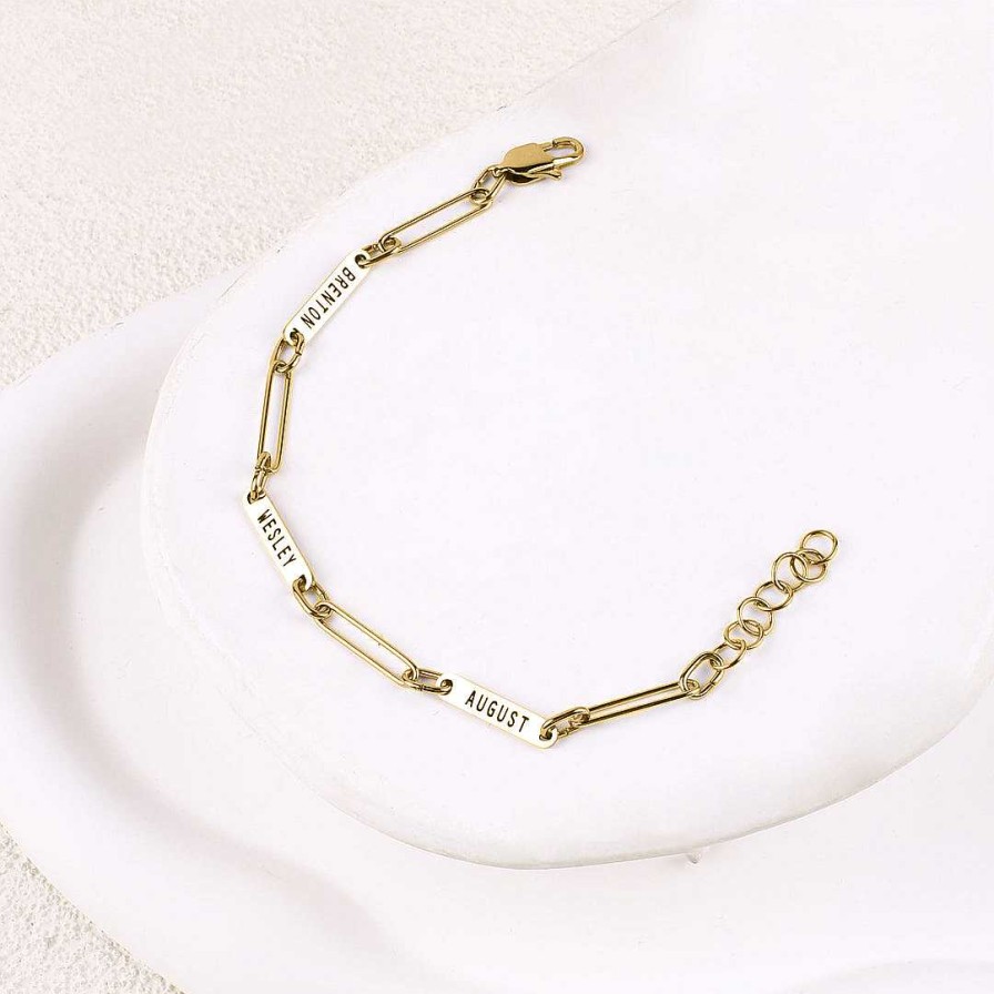 Bracelets & Anklets Coordonné | Paperclip Bracelet With Names 18K Gold Plated