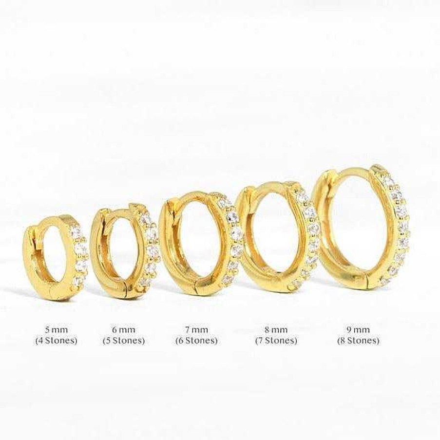 Earrings Coordonné | Pave Huggie Hoop Earrings 18K Gold Plated