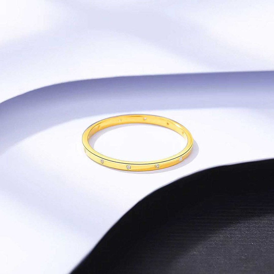 Rings Coordonné | Bezel-Set Tiny Stacking Ring 18K Gold Over Sterling Silver