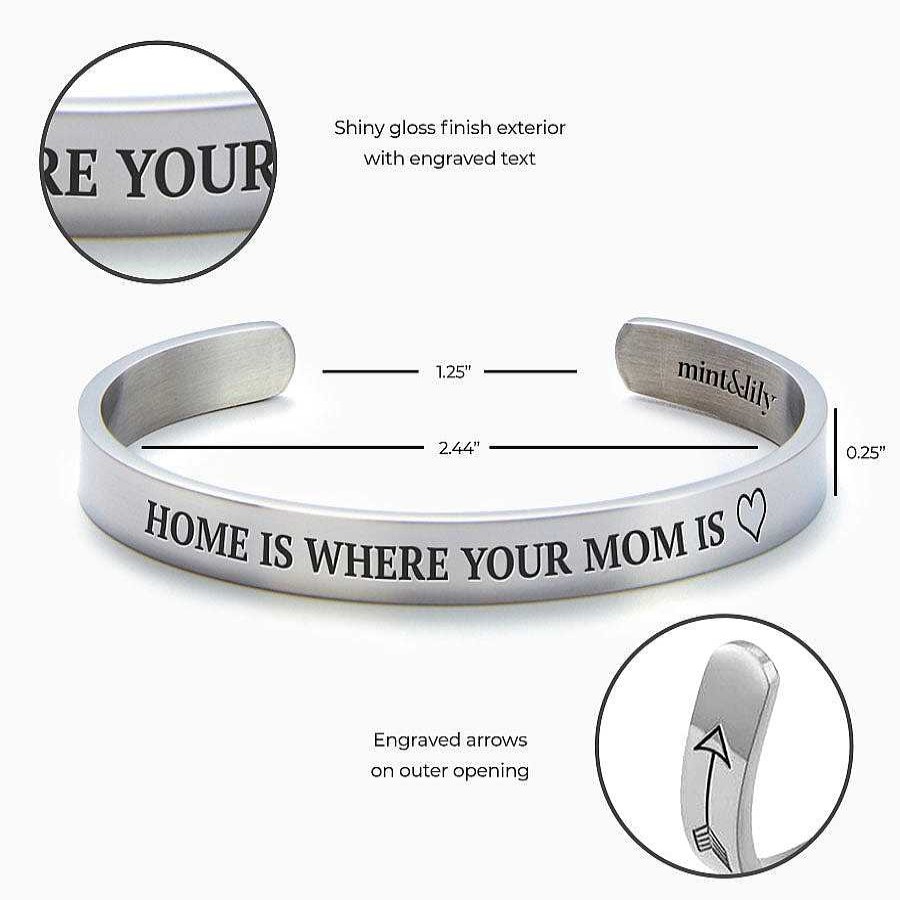 Bracelets & Anklets Coordonné | Home Is Where Your Mom Is External Personalizable Cuff Bracelet Silver