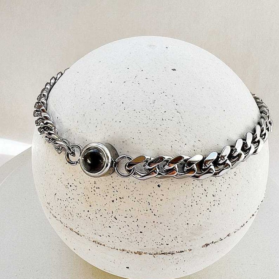 Bracelets & Anklets Coordonné | Cuban Chain Photo Bracelet Silver