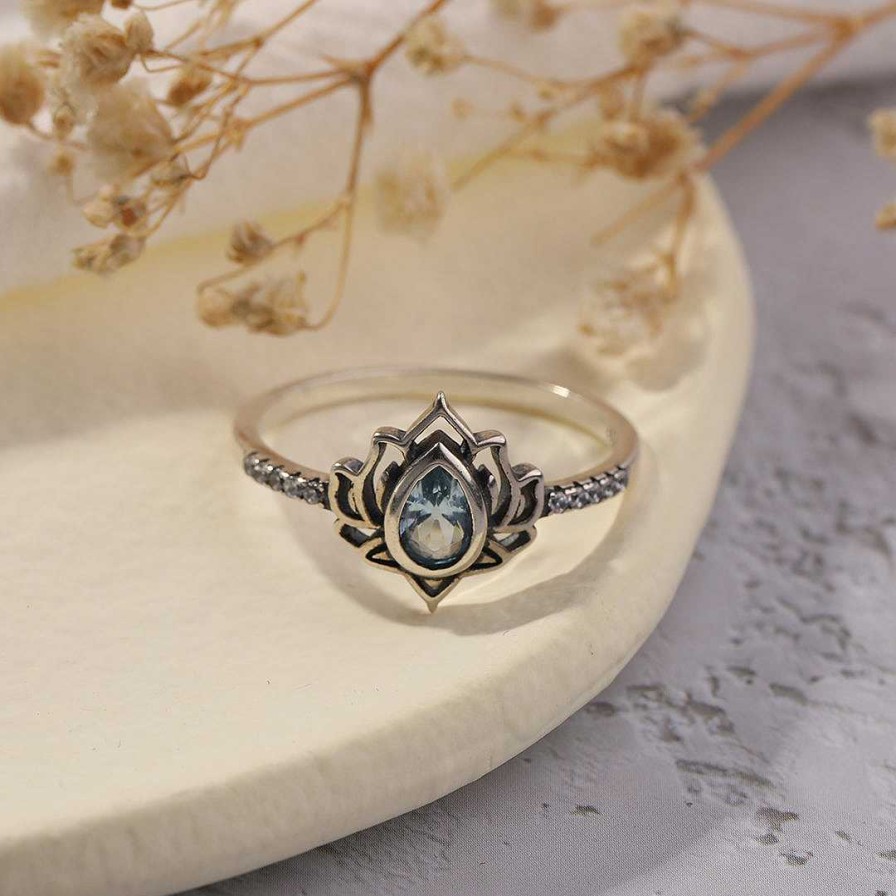 Rings Coordonné | Same Girl New Mindset Lotus Ring Blue Topaz