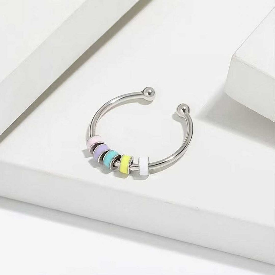 Rings Coordonné | Enamel Bead Spinning Fidget Ring Pastel