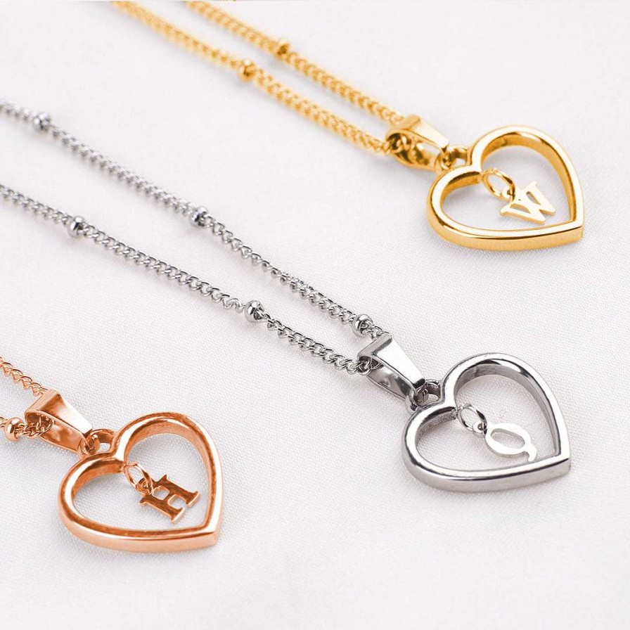 Necklaces Coordonné | Heart Initial Necklace Gold