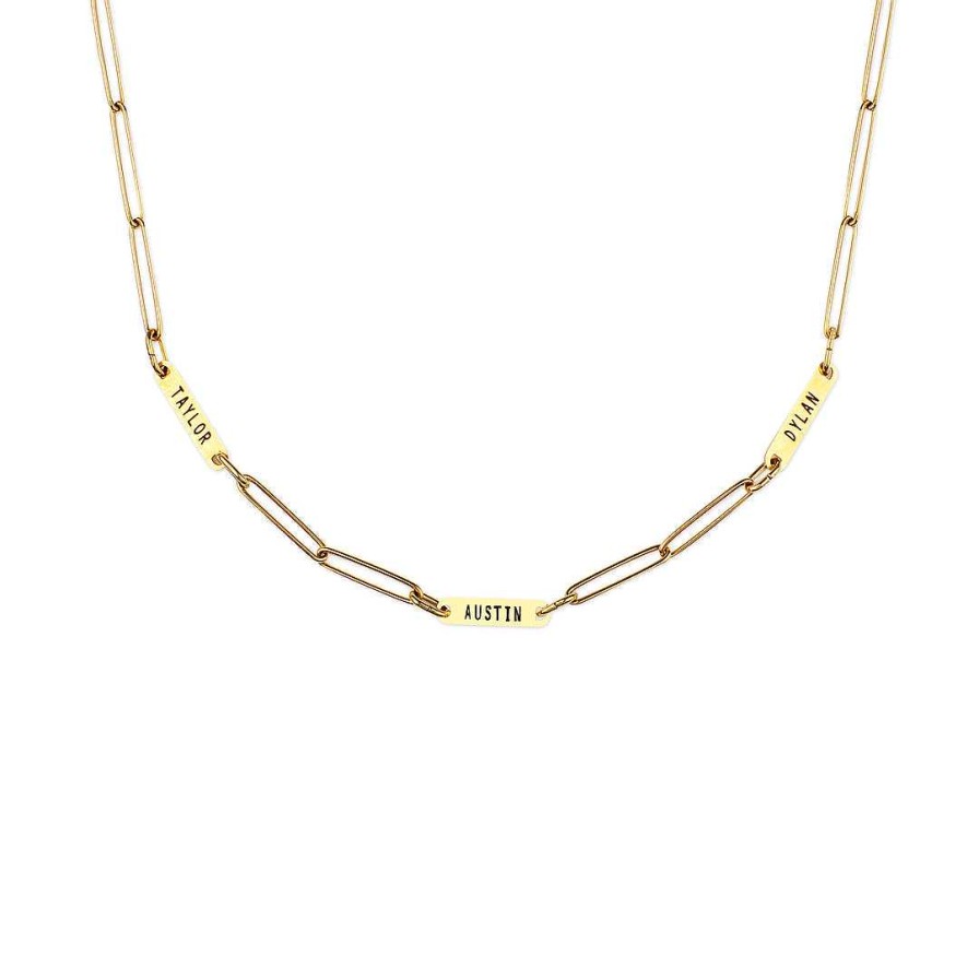 Necklaces Coordonné | Paperclip Necklace With Personalized Names 18K Gold Plated