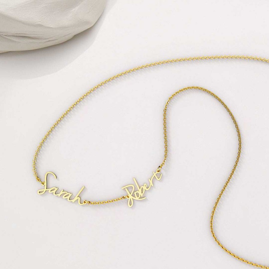 Necklaces Coordonné | Fairy Double Name Necklace 18K Gold Plated