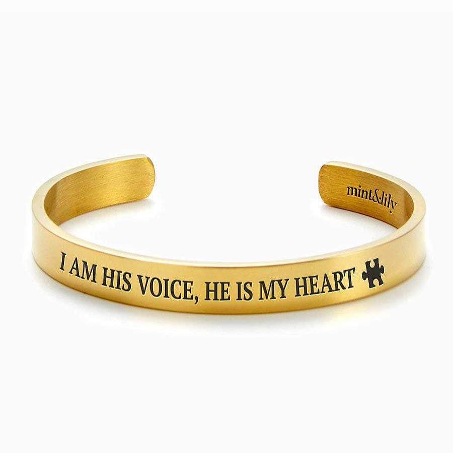 Bracelets & Anklets Coordonné | I Am His Voice, He Is My Heart External Personalizable Cuff Bracelet 18K Gold Plated