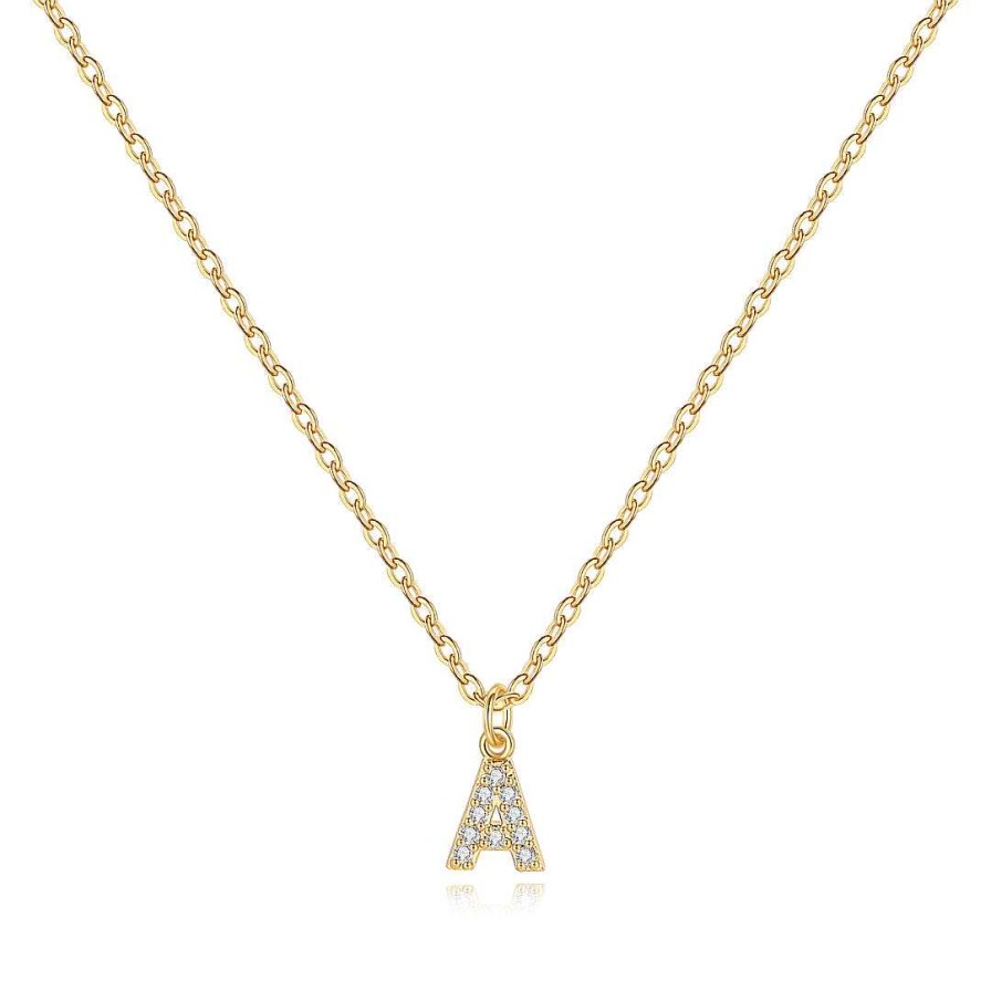 Necklaces Coordonné | Pave Uppercase Initial Necklace 18K Gold Plated