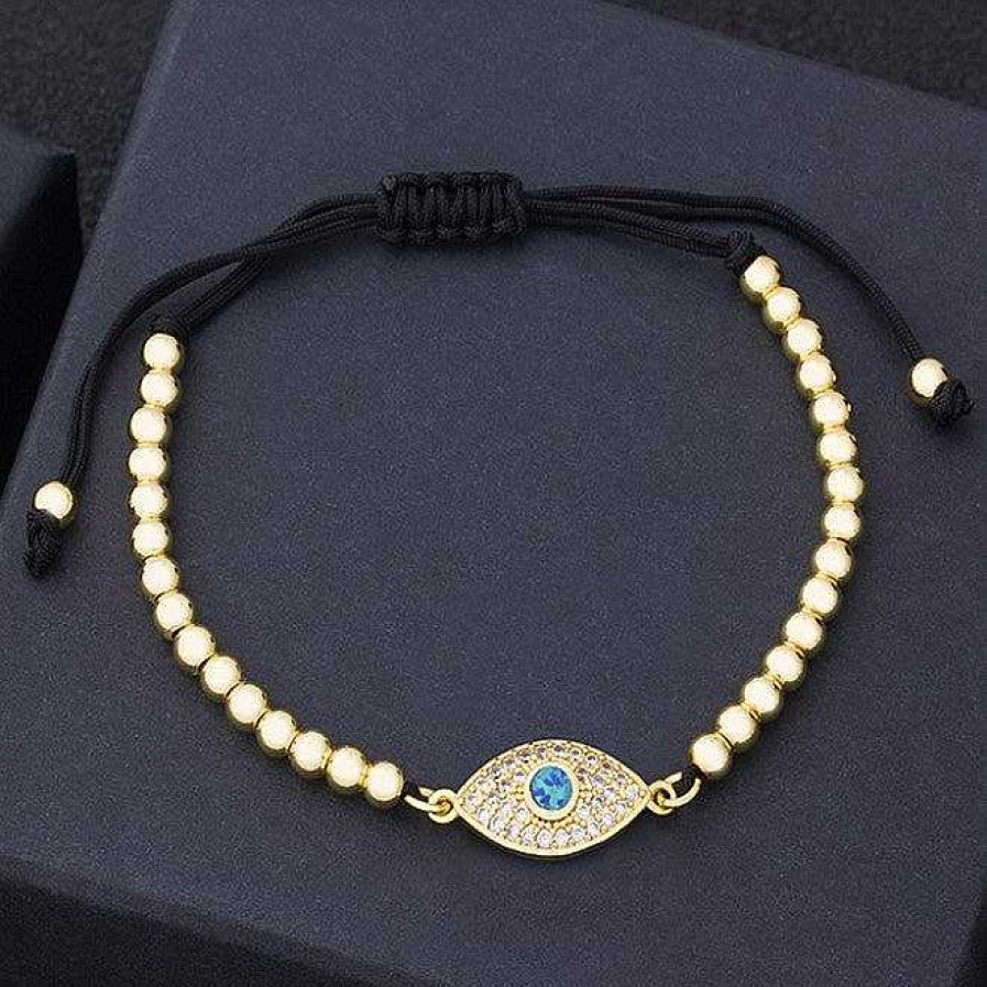 Bracelets & Anklets Coordonné | Beaded Evil Eye Bracelet 18K Gold Plated