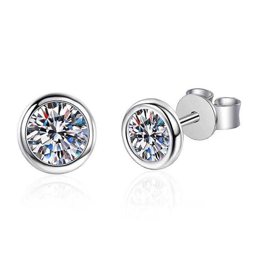 Earrings Coordonné | Moissanite Bezel-Set Stud Earrings