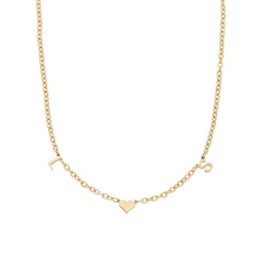 Necklaces Coordonné | One Heart Initial Necklace 18K Gold Plated