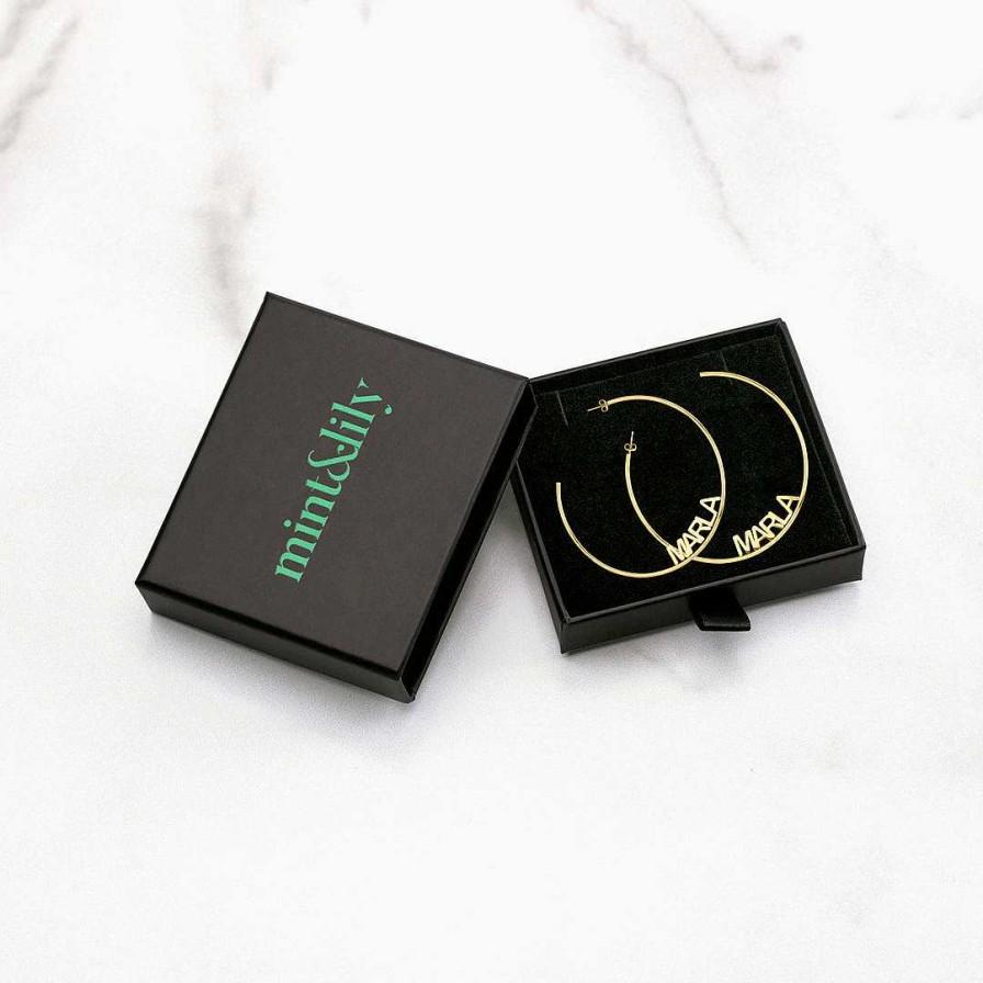 Earrings Coordonné | Personalized Name Hoop Earrings 18K Gold Plated